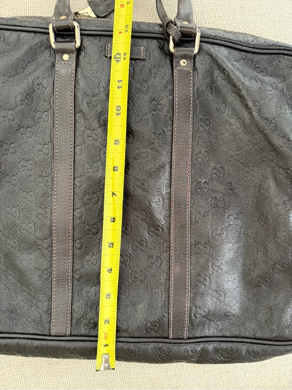 GUCCI Leather Briefcase in Dark Brown